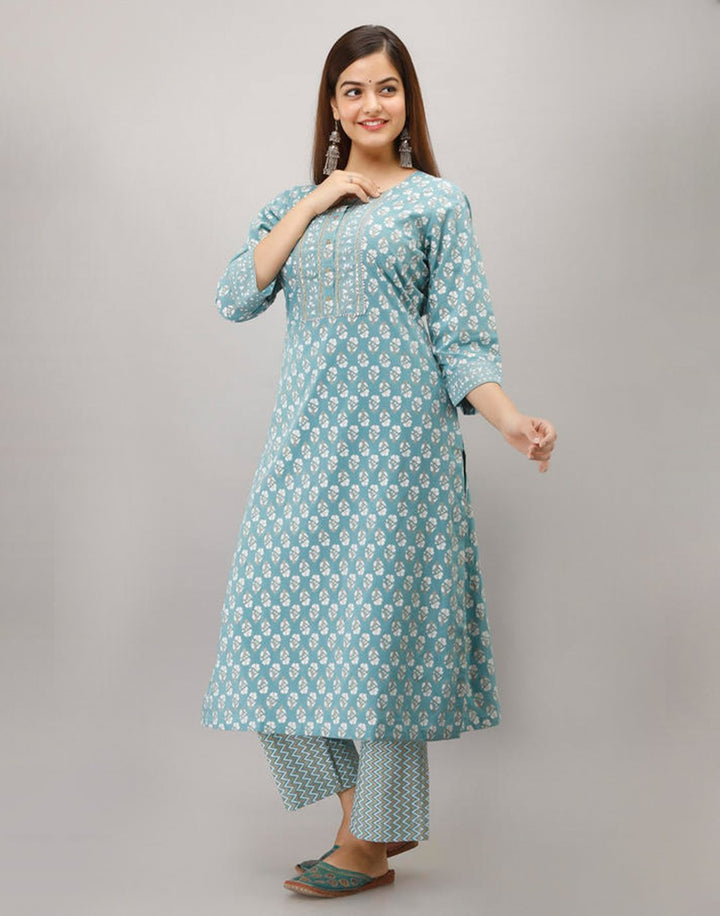 Printed Cotton Kurti With Pant