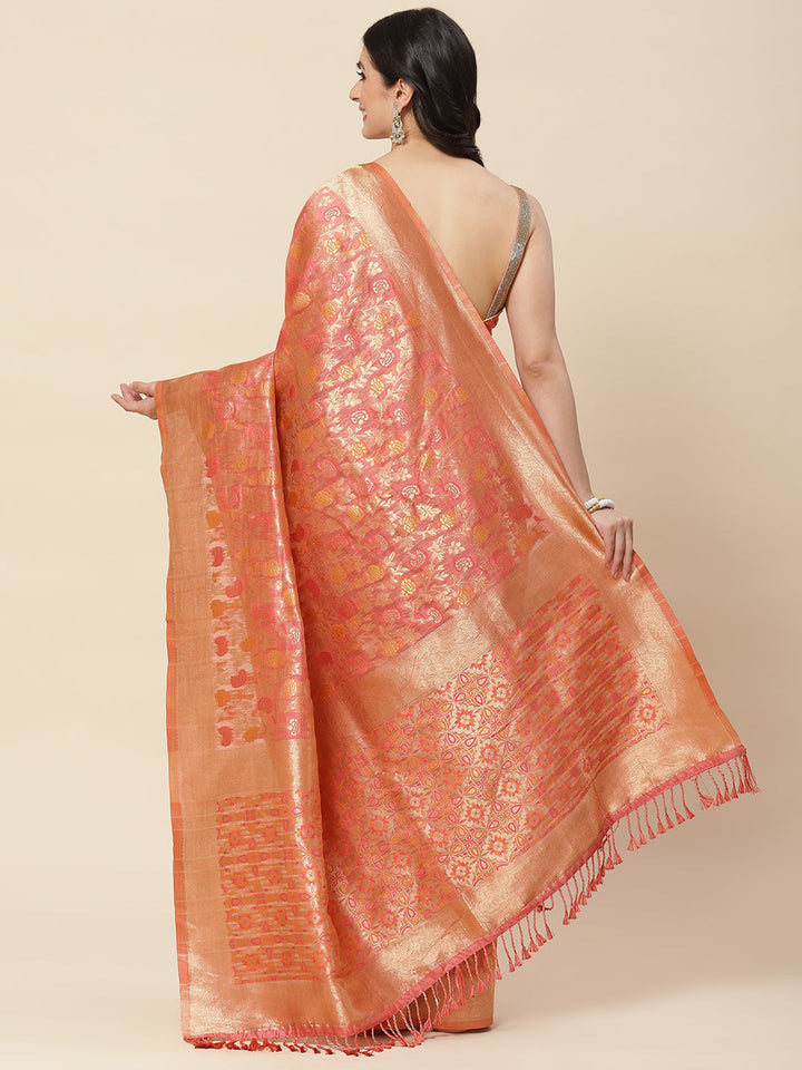 Floral Zari Jaal Woven Cotton Saree