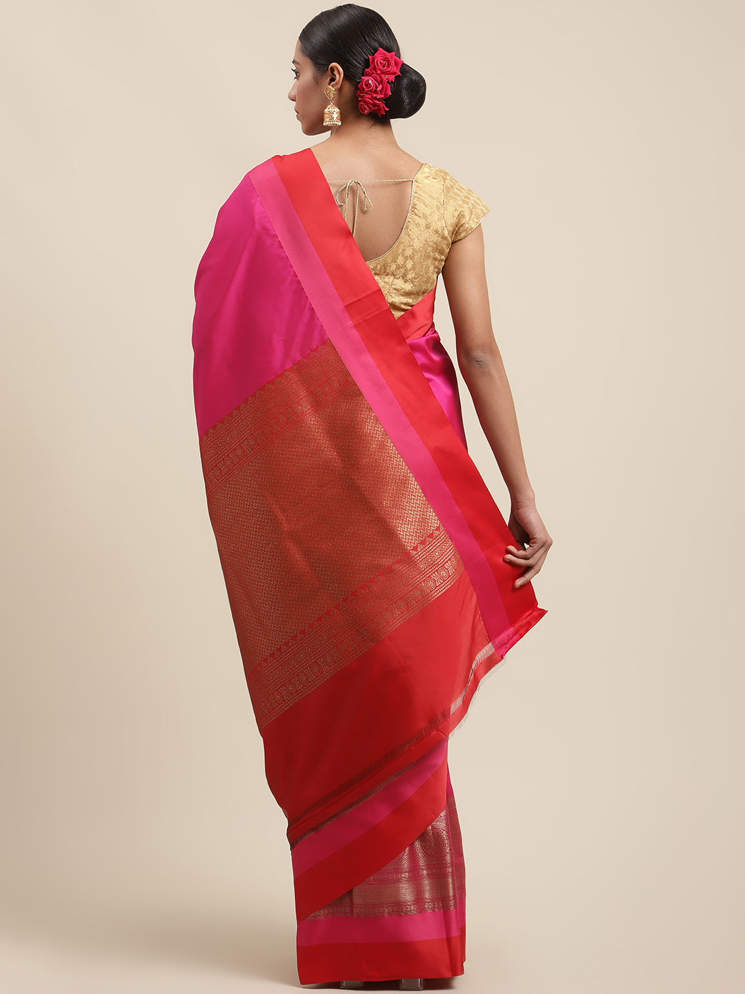 Plain Zari Border Cotton Woven Saree