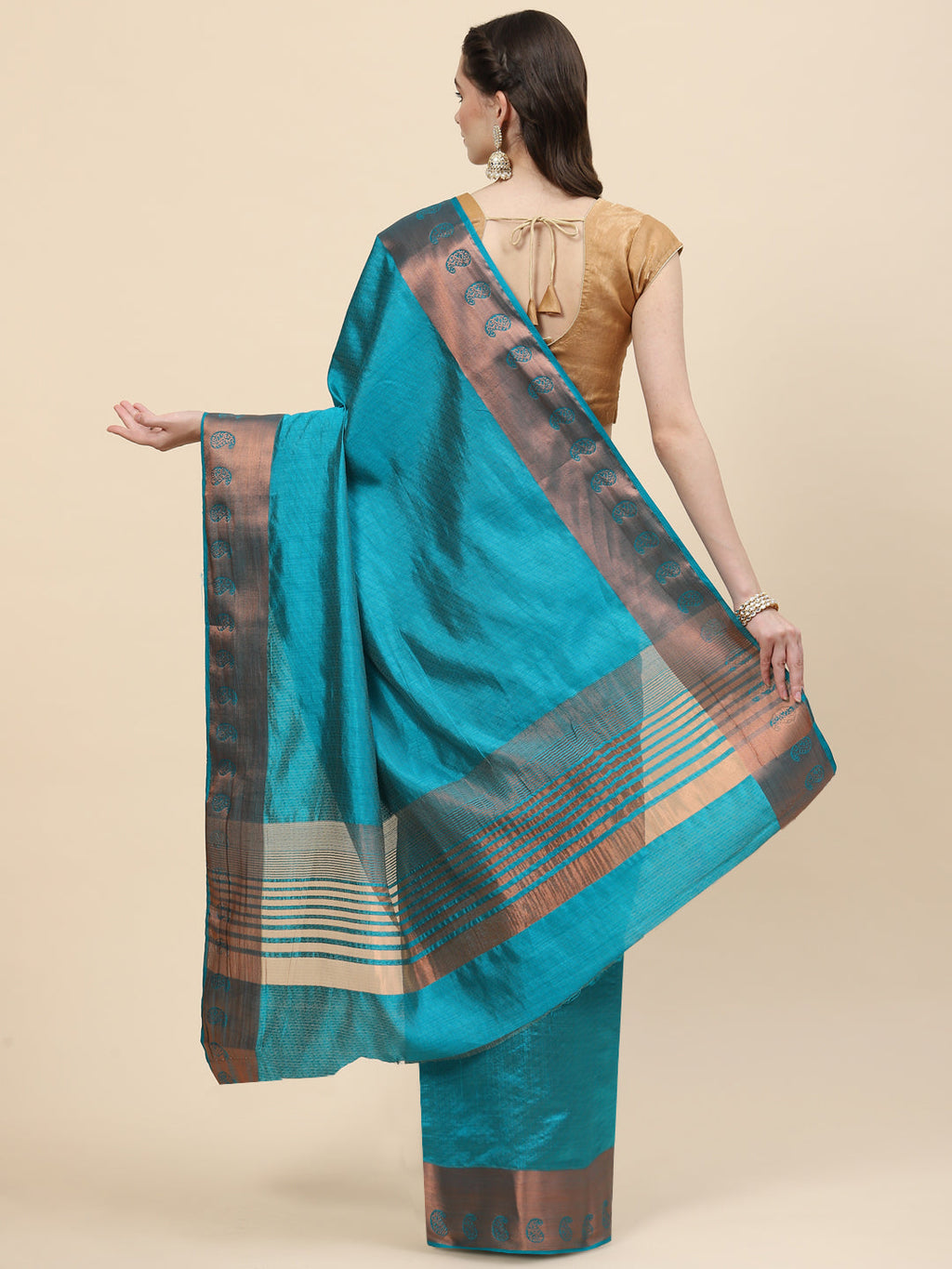 Plain Zari Border Handloom Woven Saree