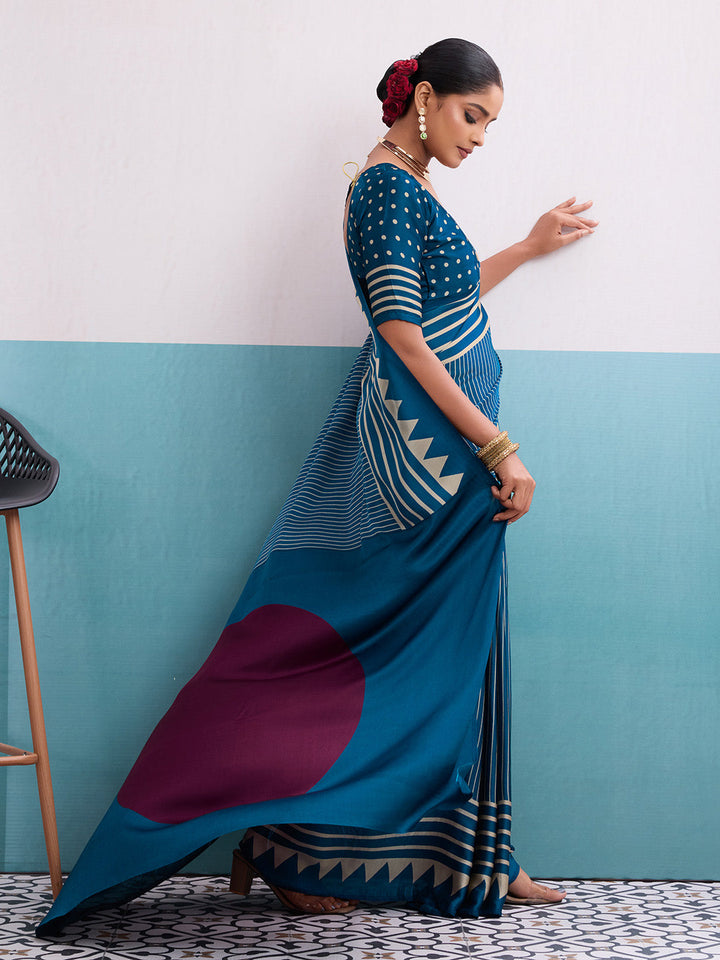 Printed Satin Saree