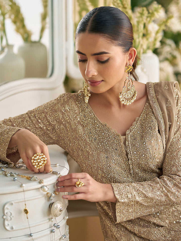 Embroidered Georgette Suit With Pant &amp; Dupatta
