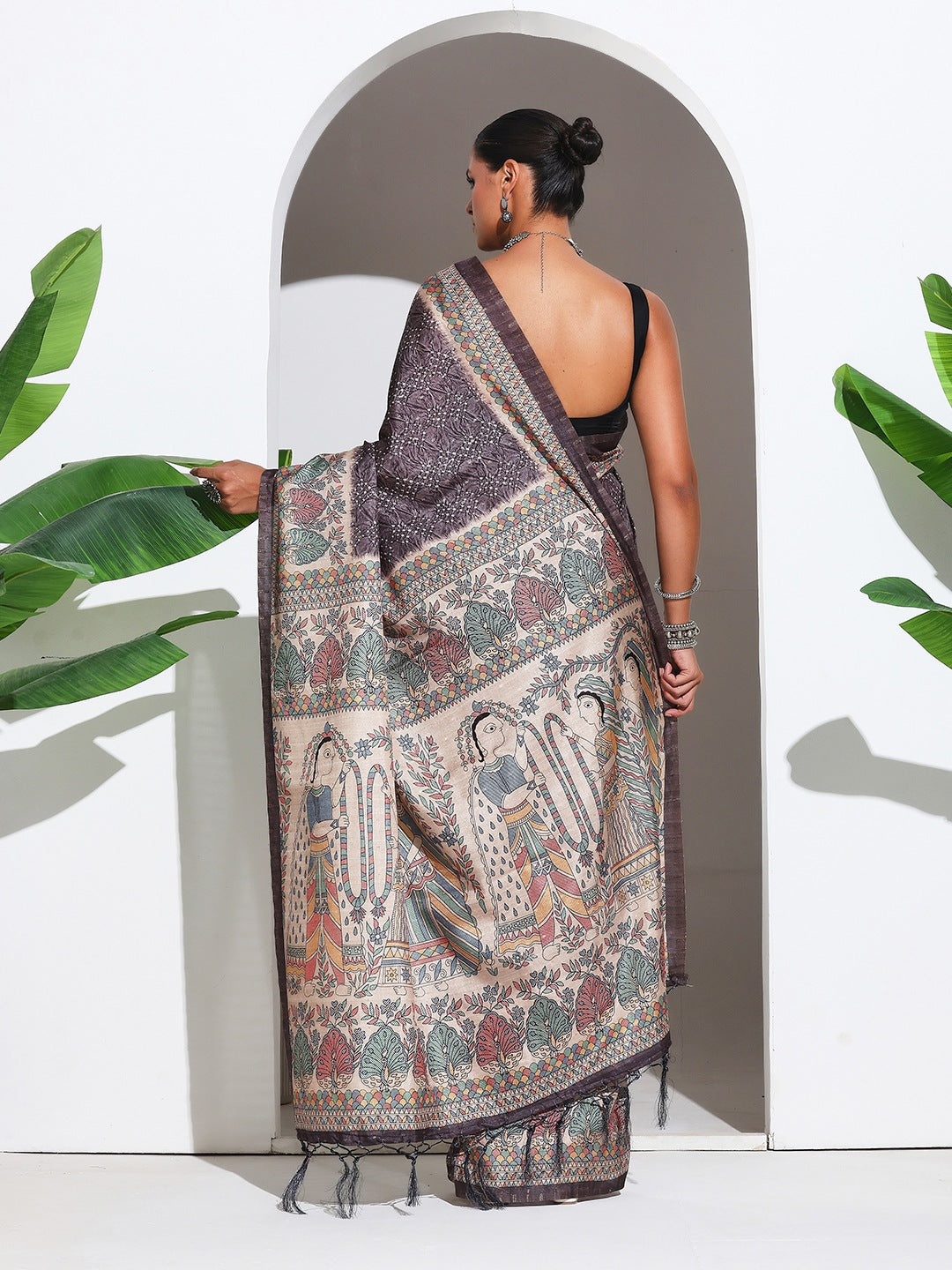 Printed Tussar Silk Saree