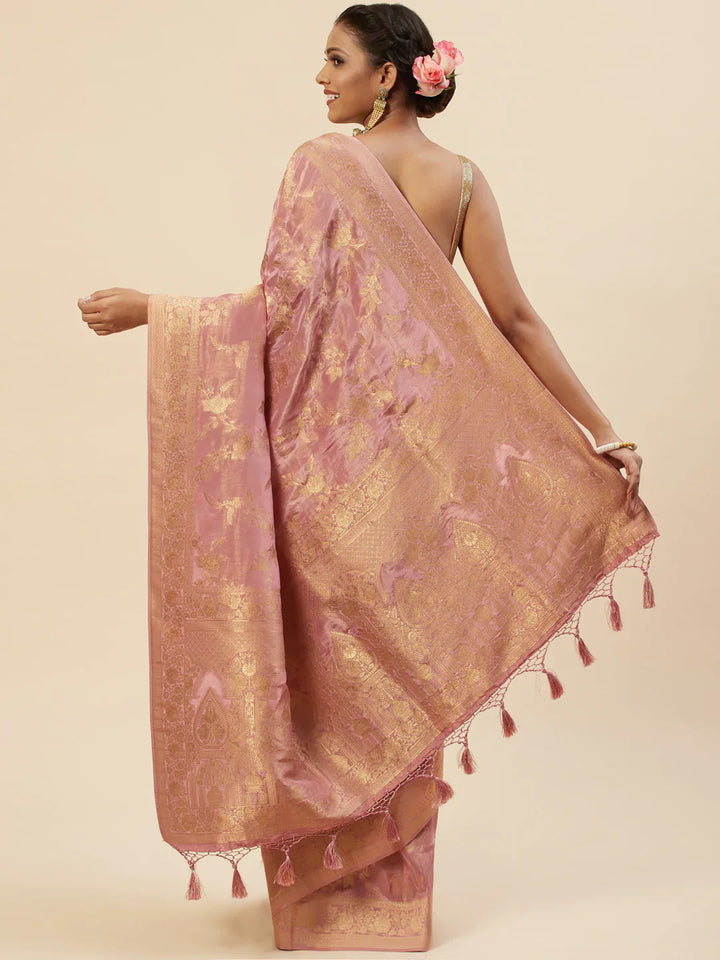 Floral Zari Jaal Banarasi Woven Saree