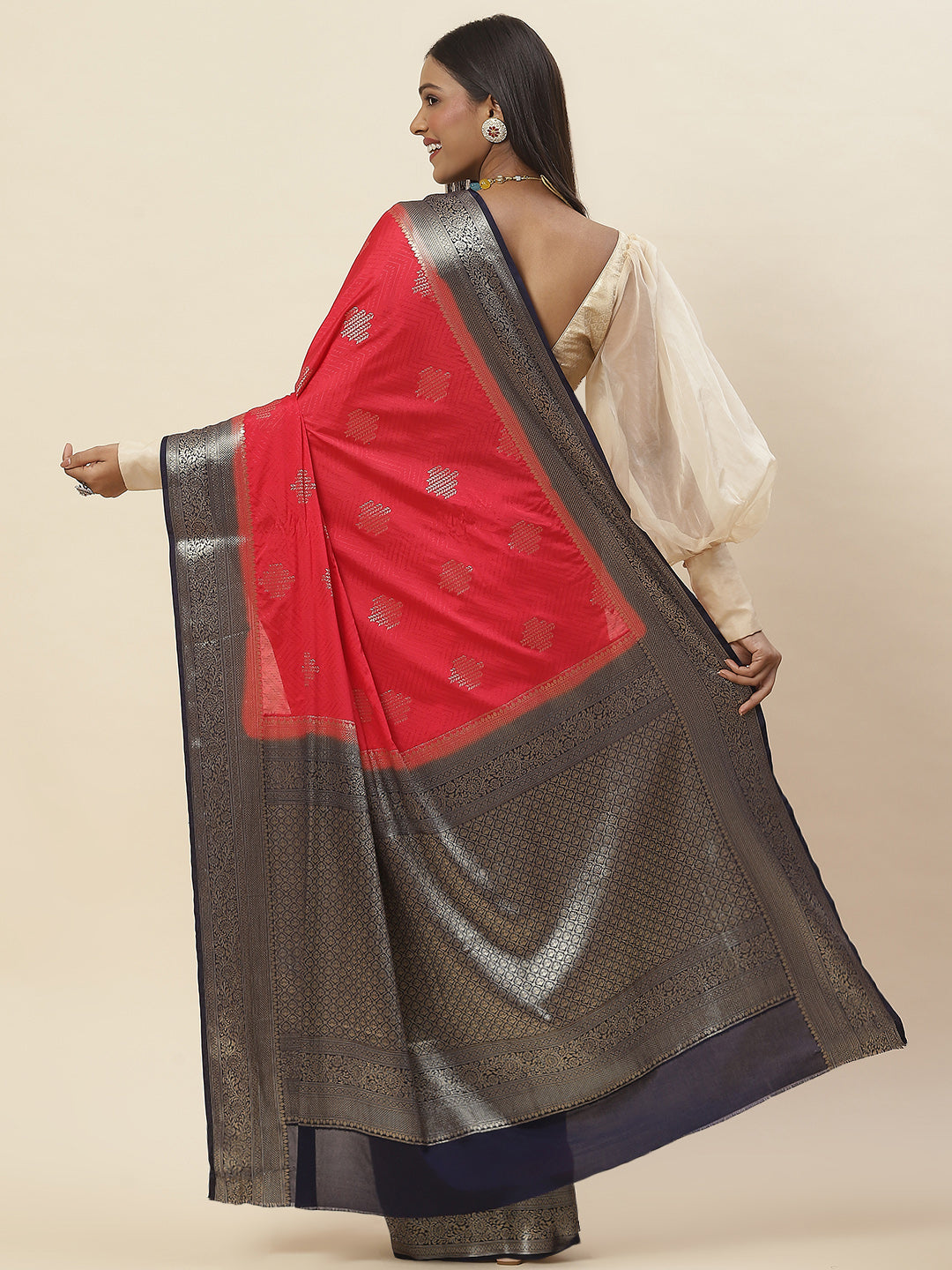 Zari Border Plain Crepe Saree