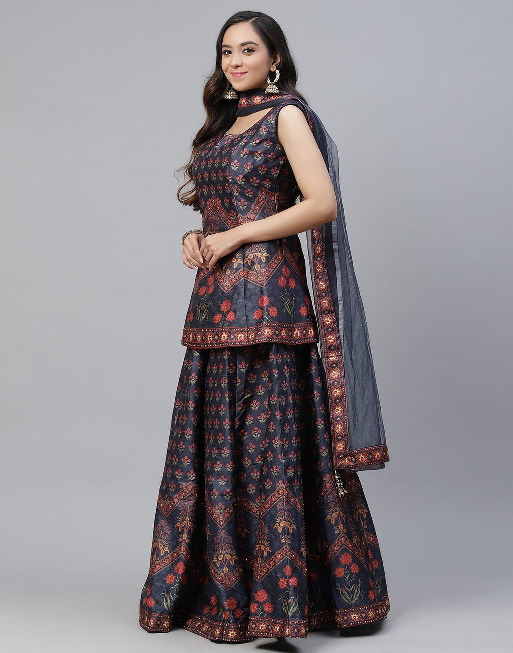 Banarasi Handloom Dupion silk Lehenga with contrast dupatta