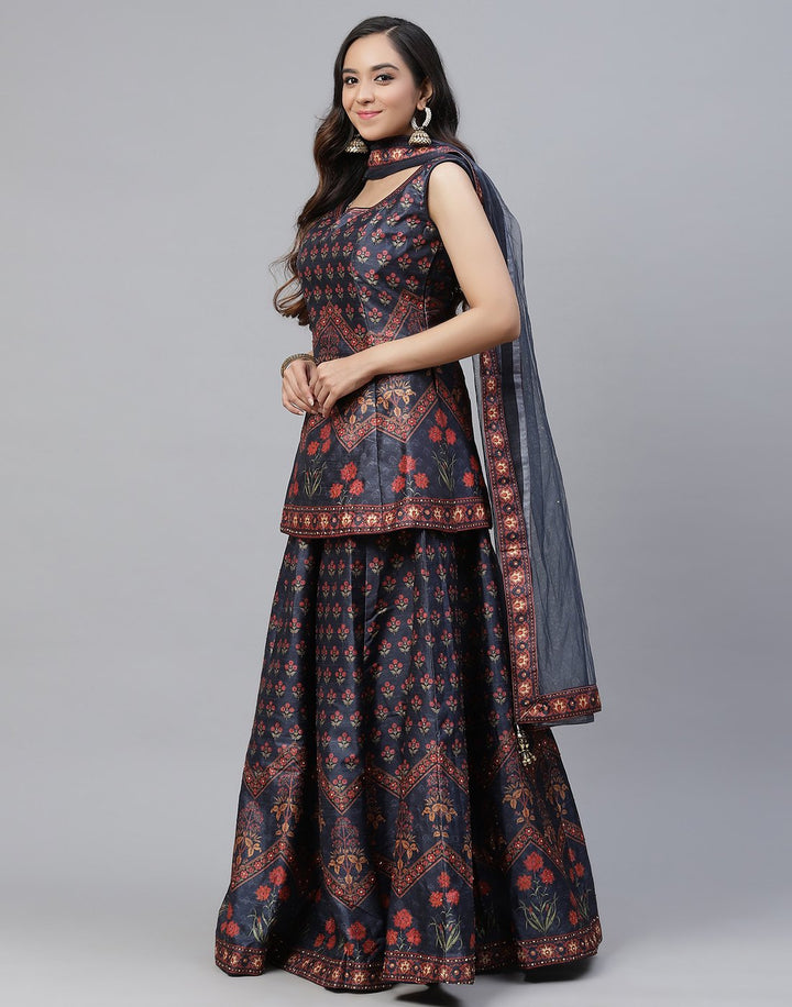 Banarasi Handloom Dupion silk Lehenga with contrast dupatta