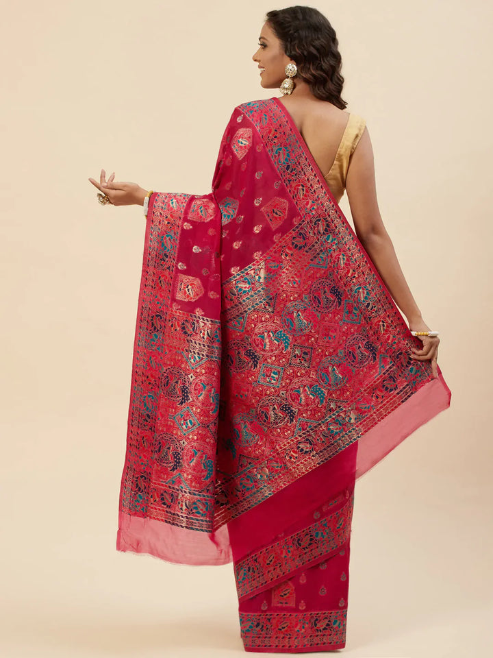 Zari Border Booti Handloom Woven Saree