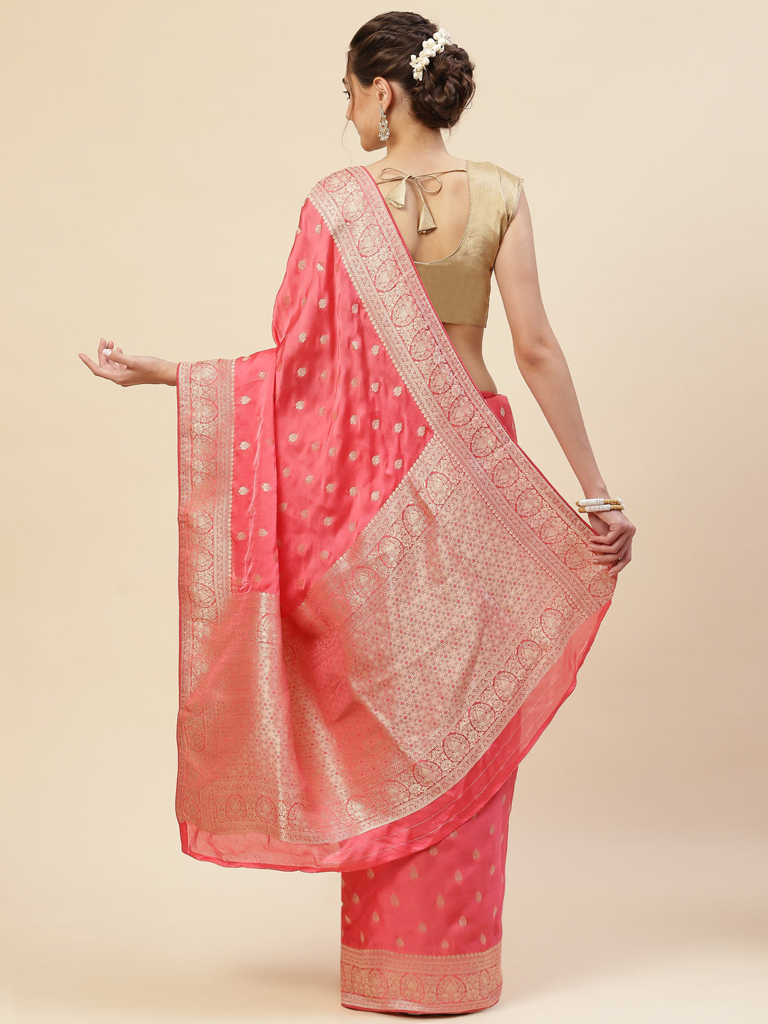 Zari Jaal Satin Woven Saree