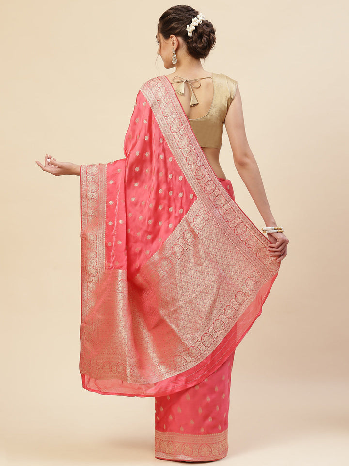 Zari Jaal Satin Woven Saree