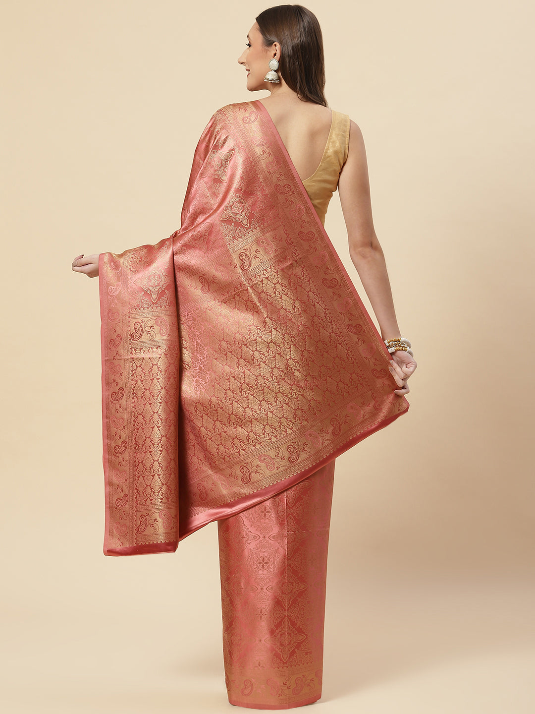 Zari Jaal Satin Woven Saree