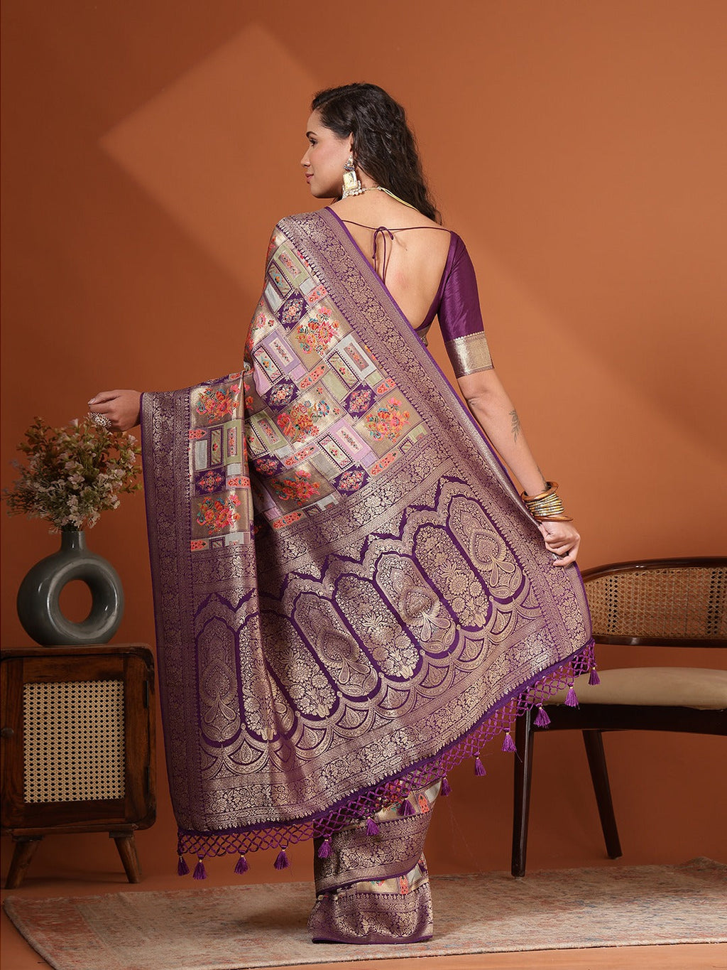 Woven Design Satin Saree