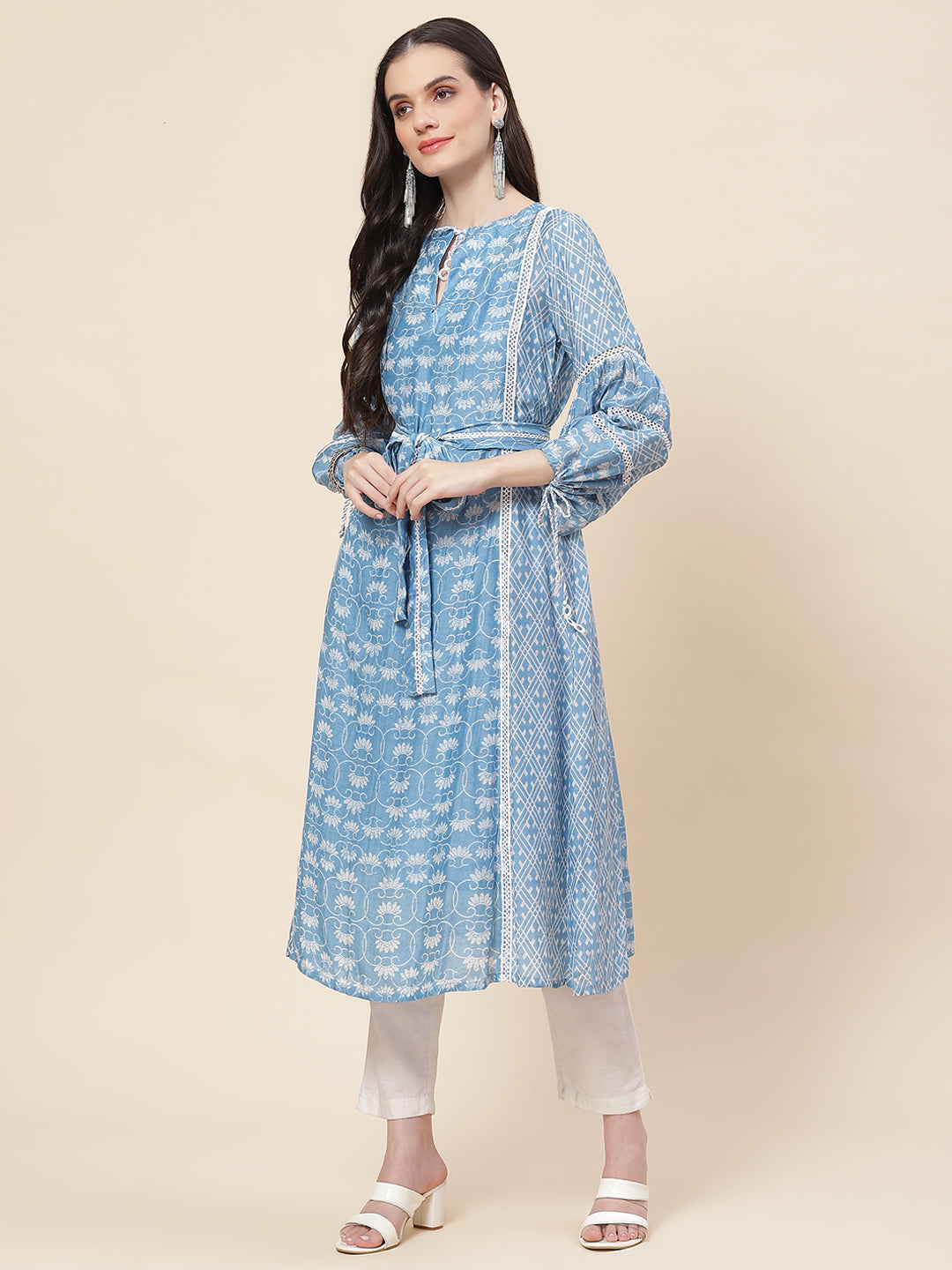 Floral Printed Muslin Kurta