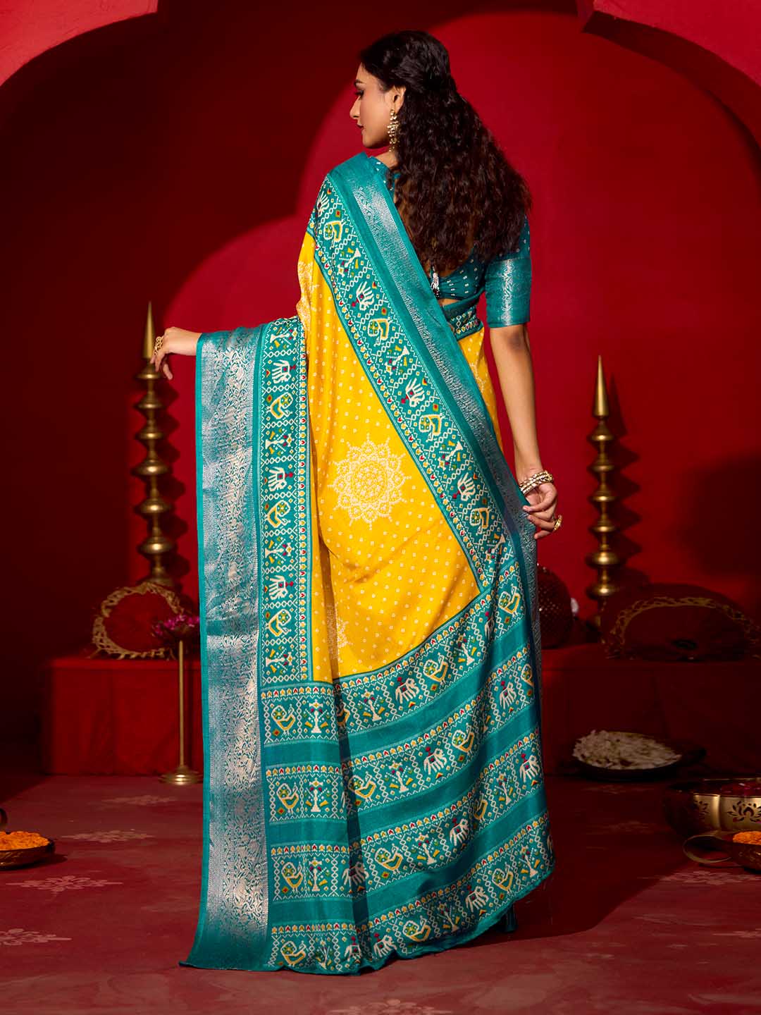 Bandhani Printed Art Silk Saree