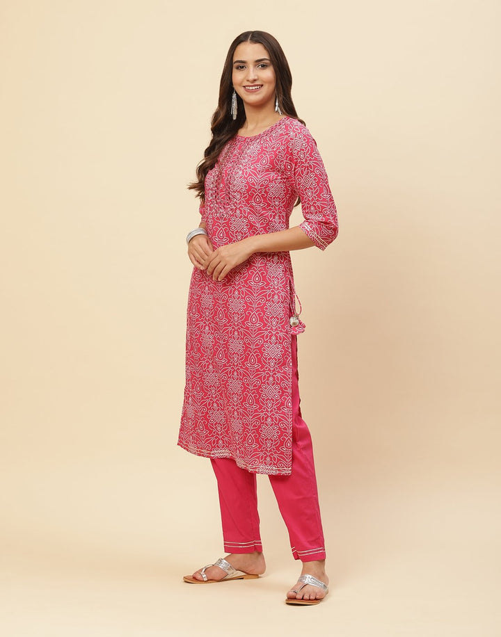 Embroidered Cotton Kurti With Pant