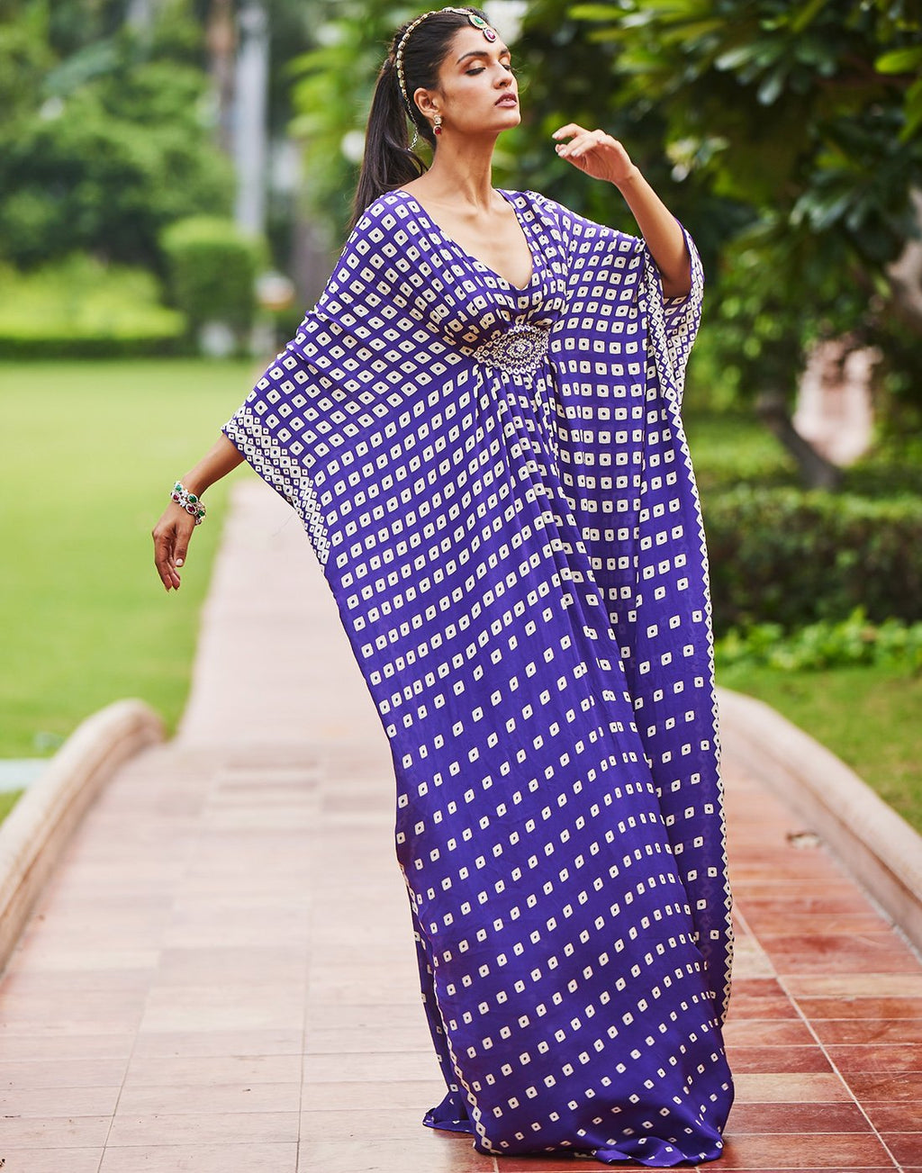 Digital Printed Crepe Kaftan Dress
