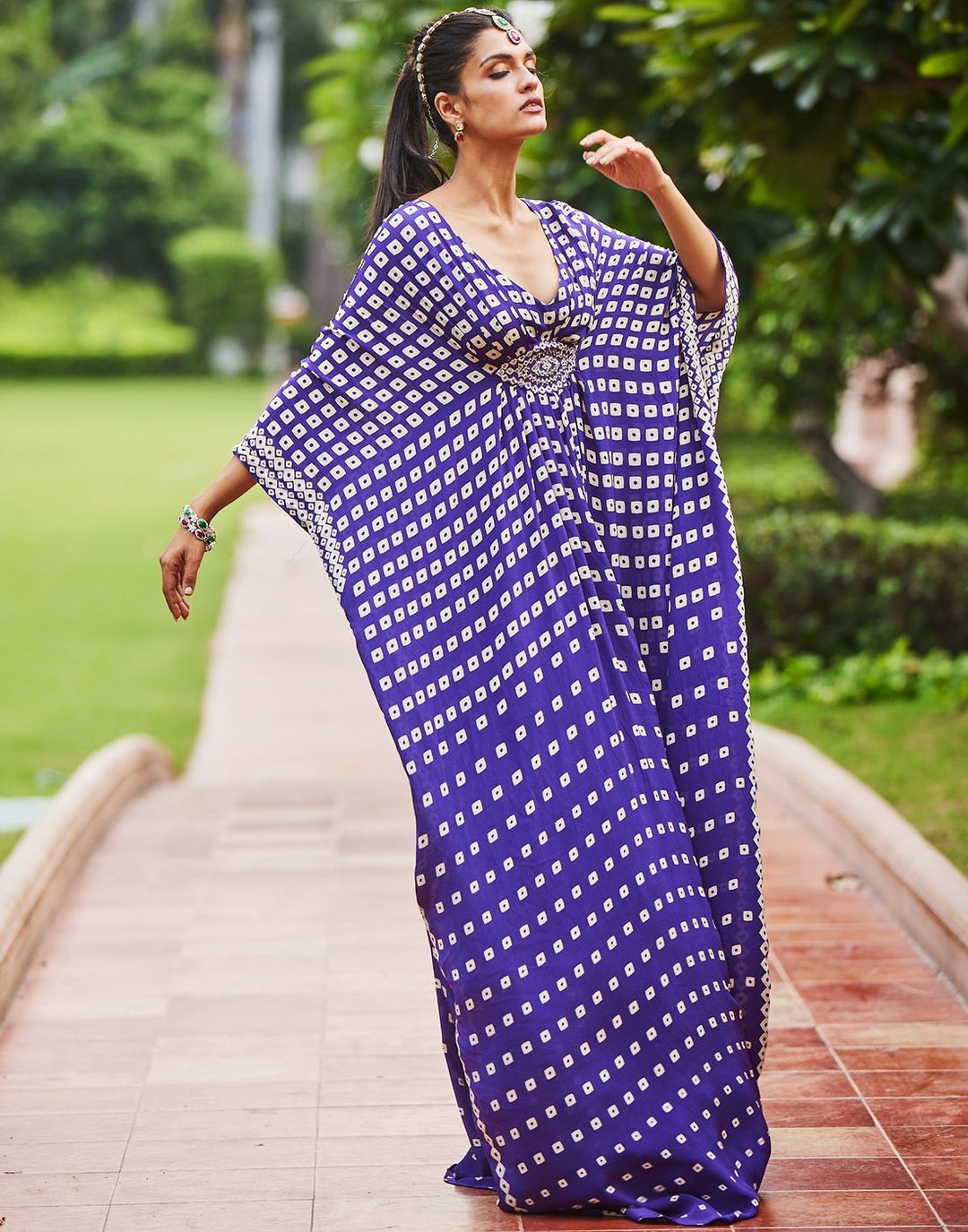 Digital Printed Crepe Kaftan Dress