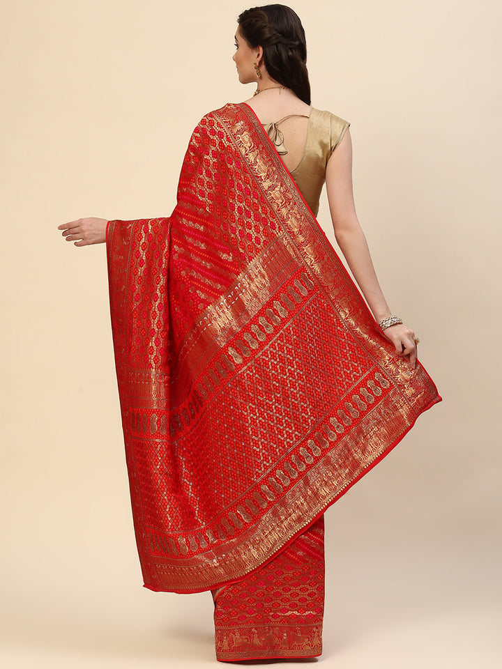 Bandhej Banarasi Woven Saree