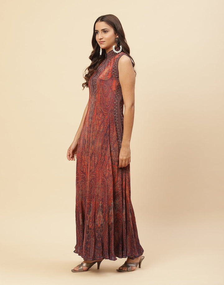 Paisley Digital Printed Crepe Gown