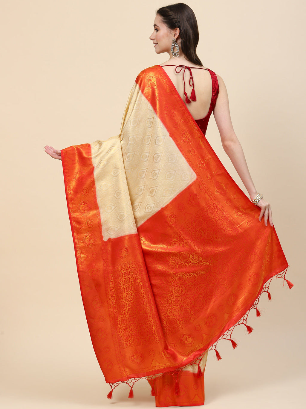 Brocade Zari Jaal Handloom Woven Saree