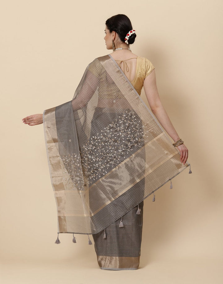 Embroidered Banarasi Tissue Saree