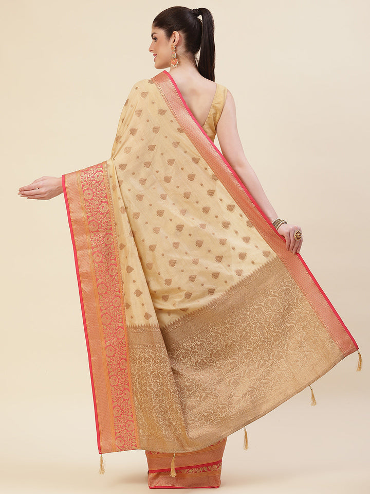 Zari Border Booti Handloom Woven Saree