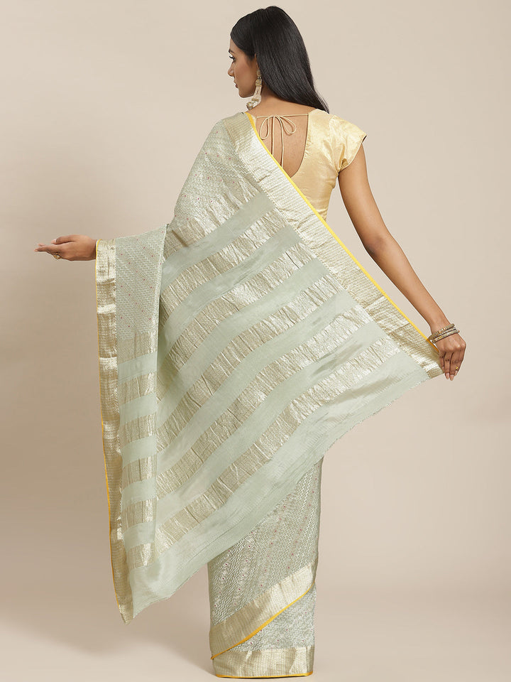 Brocade Zari Jaal Crepe Plain Saree