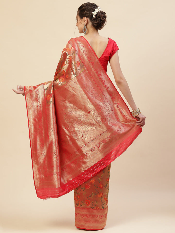 Floral Zari Jaal Handloom Woven Saree