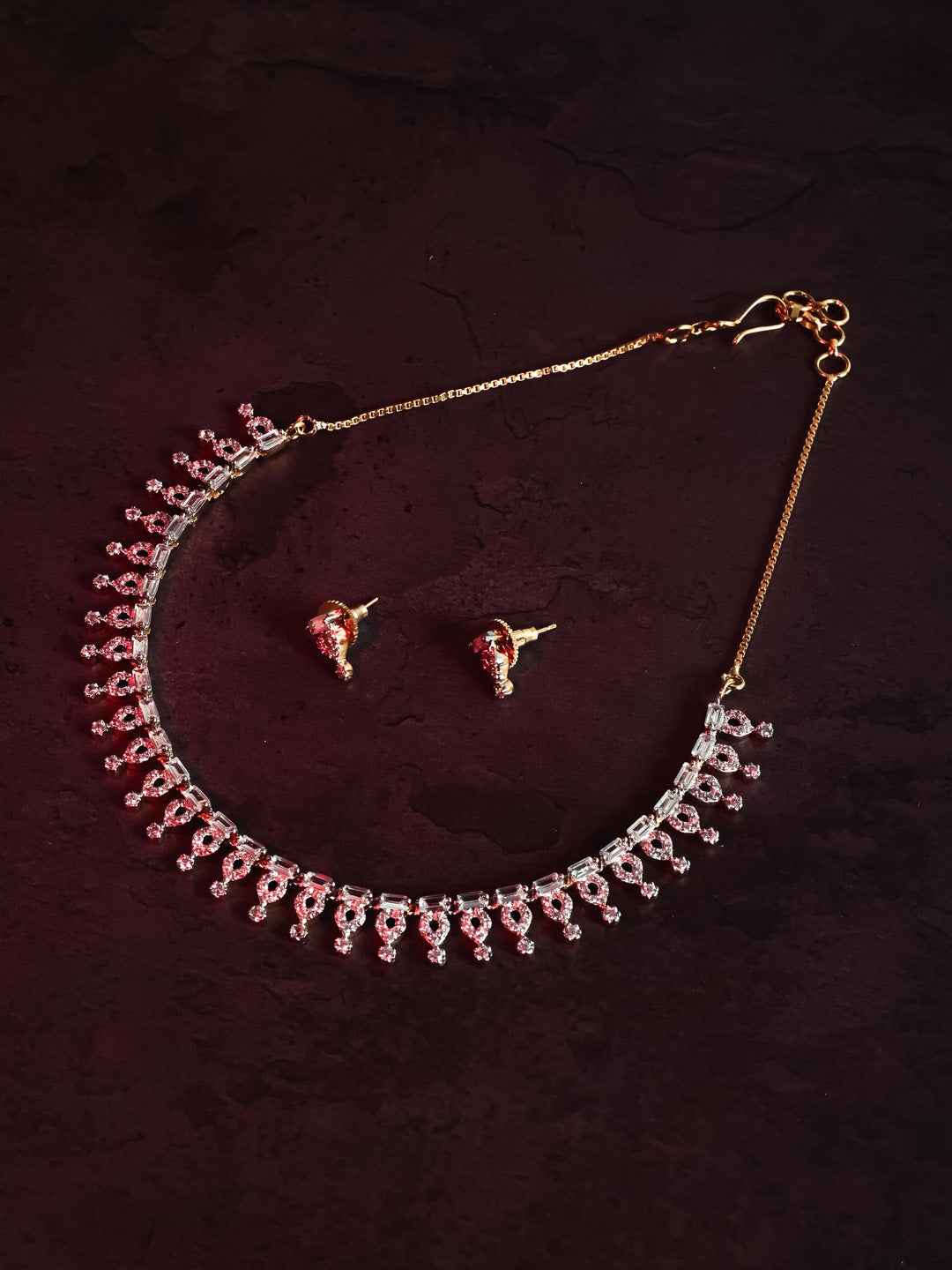 Silver AD Necklace Set With Earrings