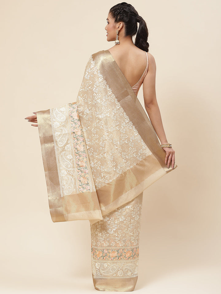 Resham Jaal Embroidered Cotton Saree
