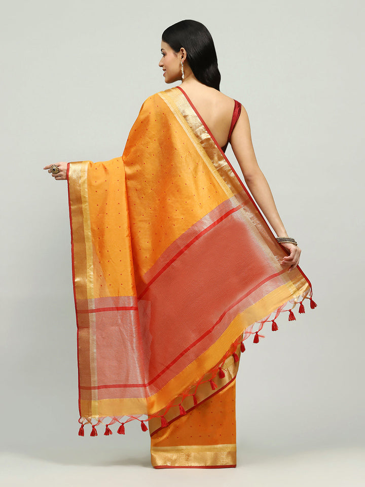 Embroidered Border Booti Art Silk Saree
