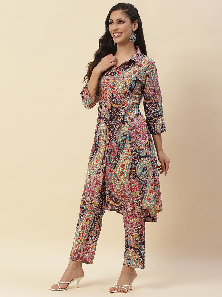 Paisley Printed Cotton Kurta With Pants