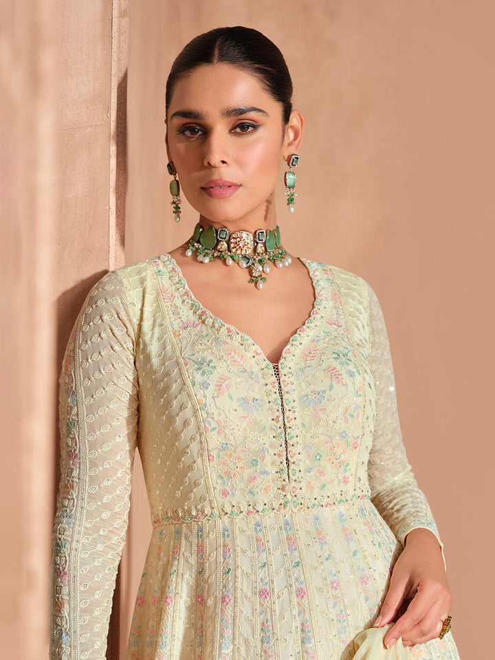 Embroidered Georgette Suit With Pant &amp; Dupatta