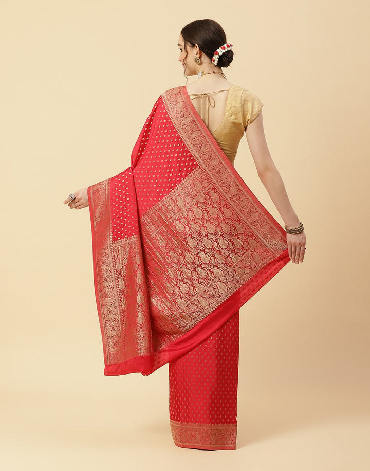 Plain Zari Booti Border Art Georgette Saree