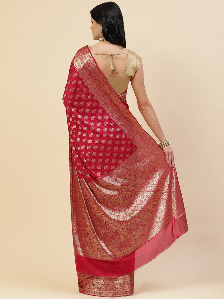 Zari Border Booti Chiffon Plain Saree