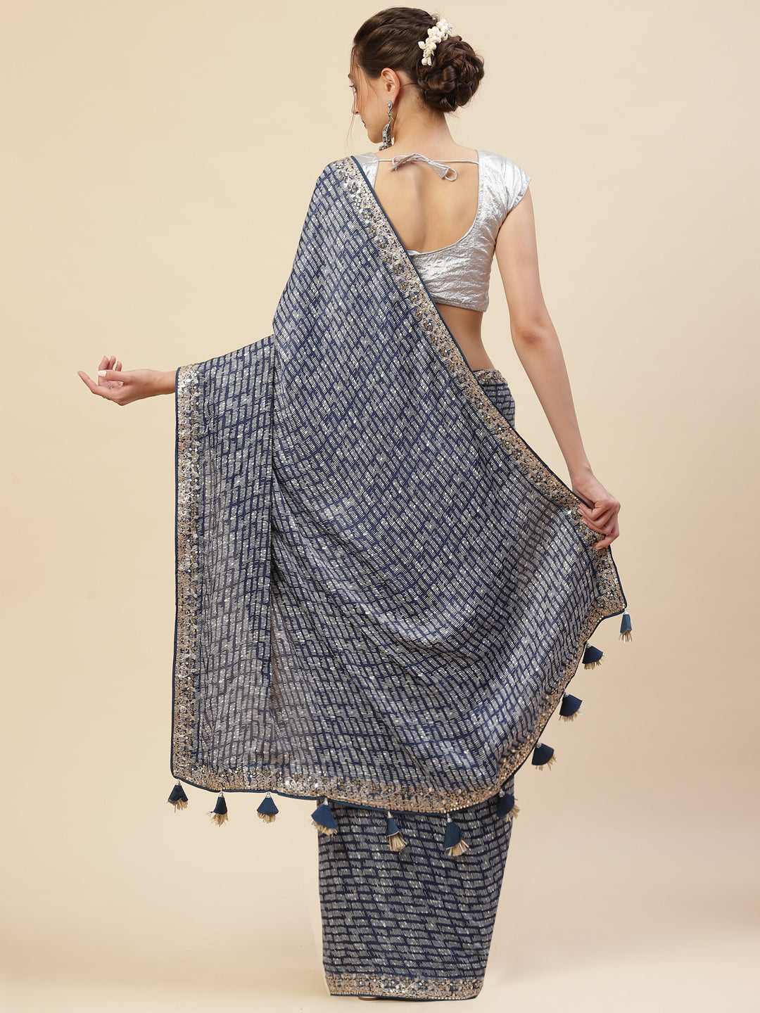 Digital Printed Satin Saree