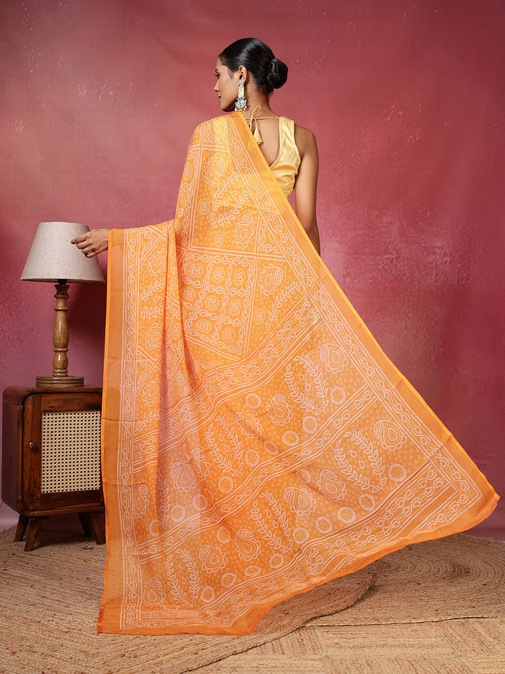 Bandhani Printed Chiffon Saree