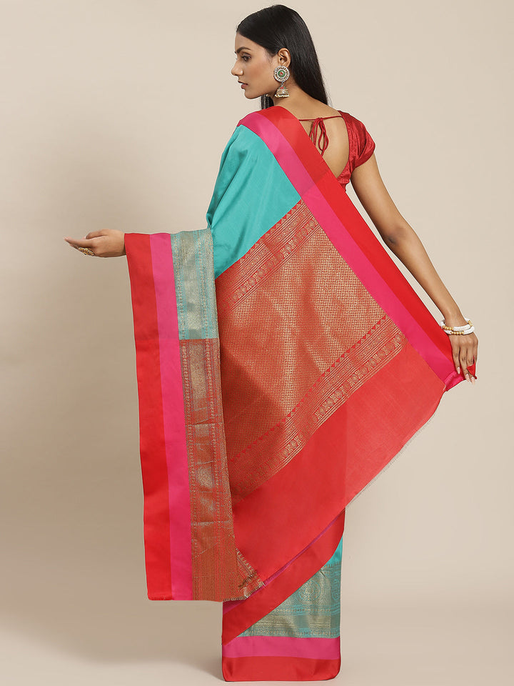 Plain Zari Border Cotton Woven Saree