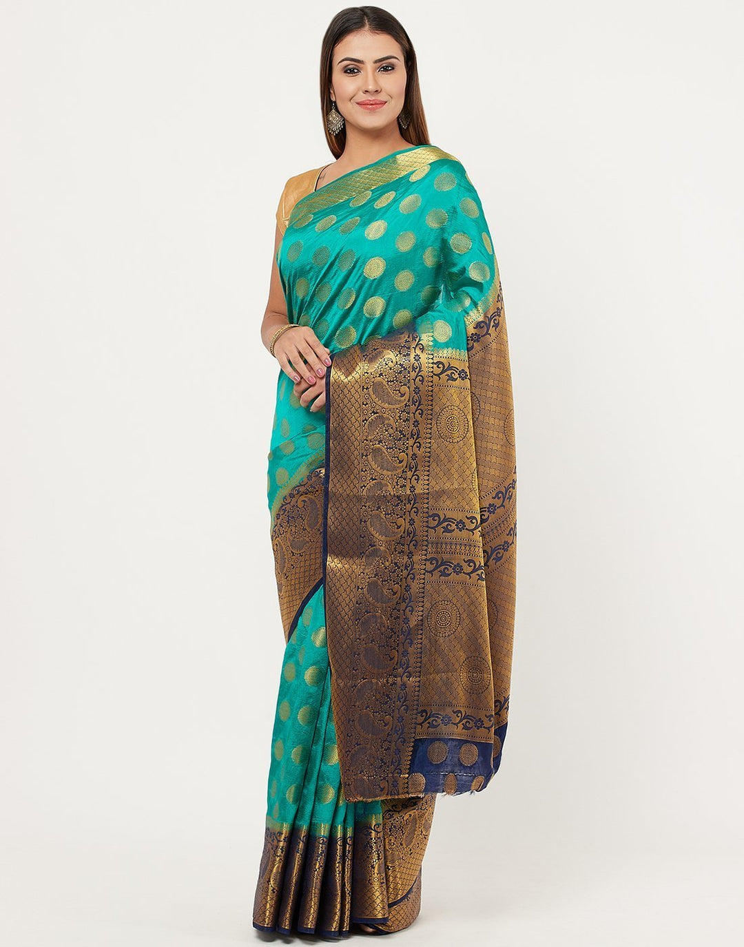 Navy Blue Rani Art Handloom Saree