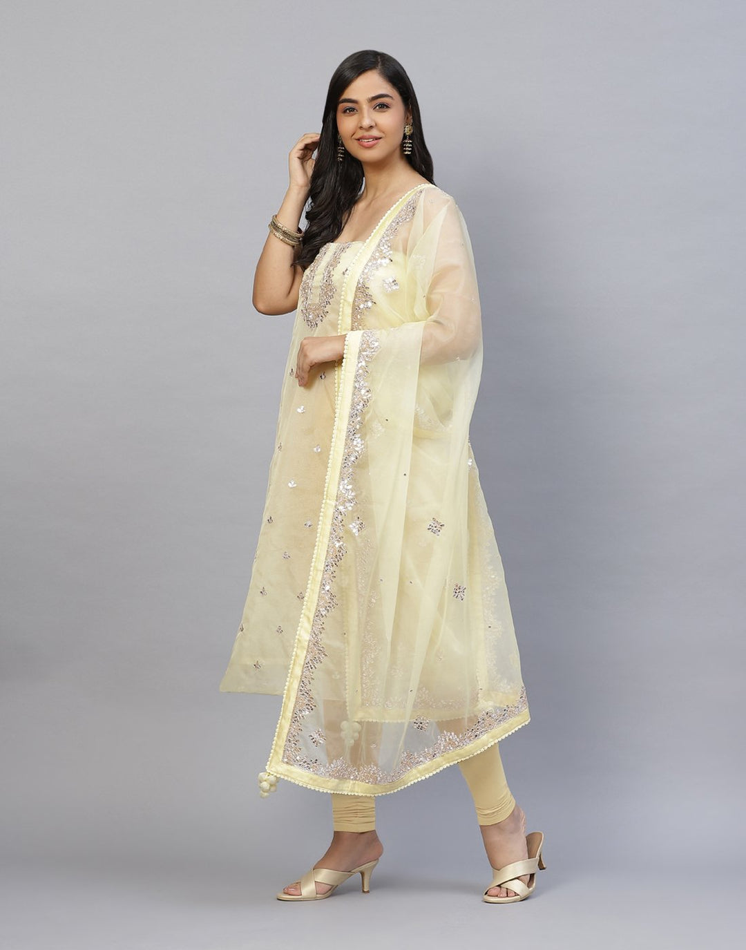 Embroidered Organza Kora Suit Piece