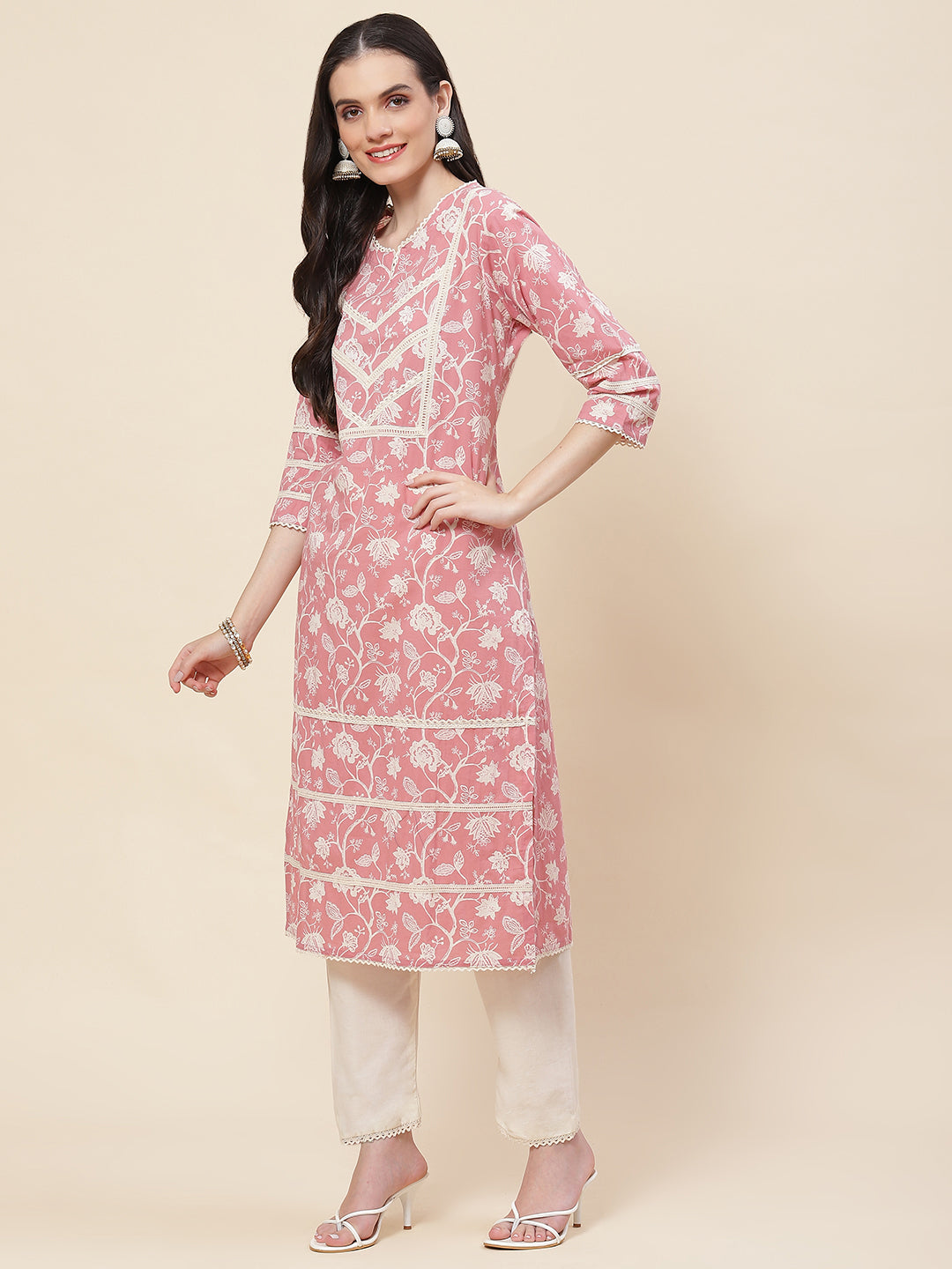 Printed Cotton Kurta With Pants