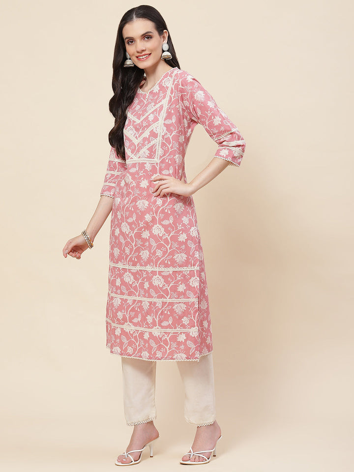 Printed Cotton Kurta With Pants
