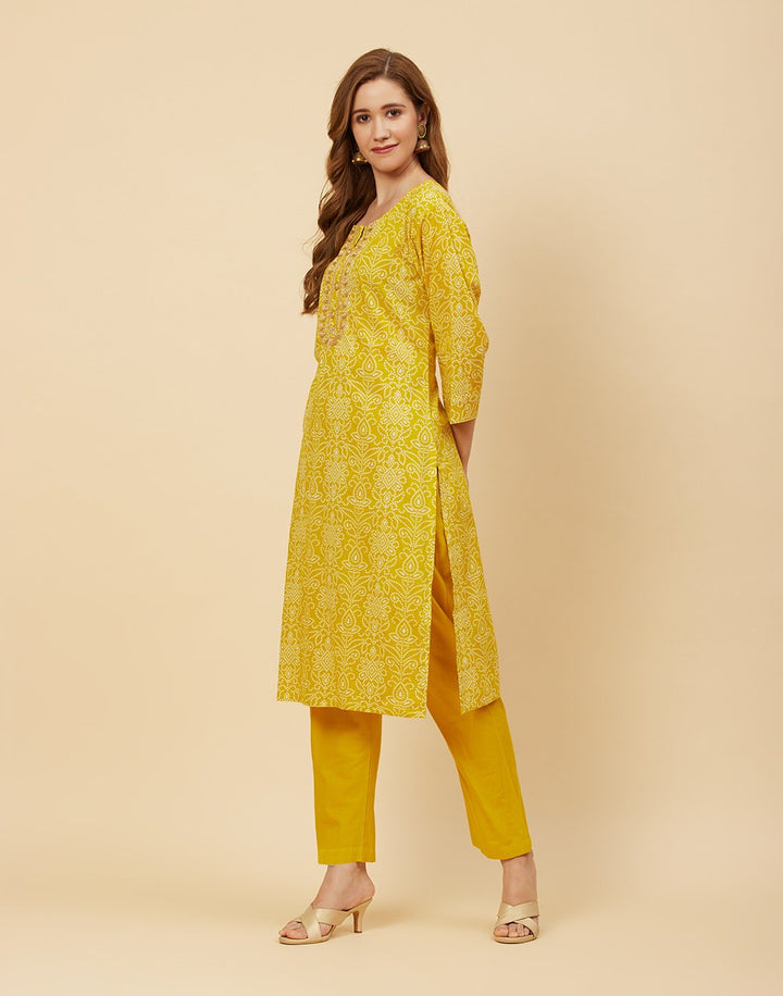 Printed Cotton Kurti With Pant