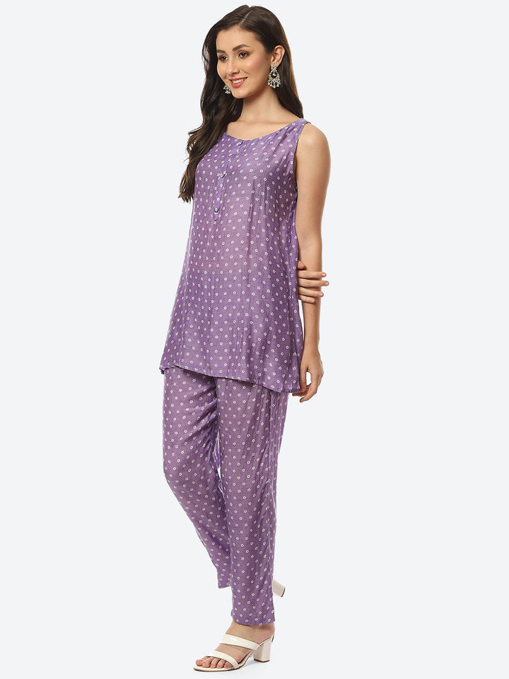 Floral Printed Muslin Kurti With Pant &amp; Jacket
