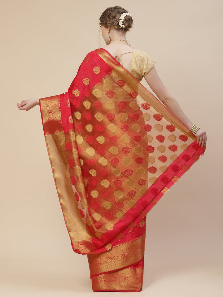 Zari Border Booti Art Handloom Woven Saree