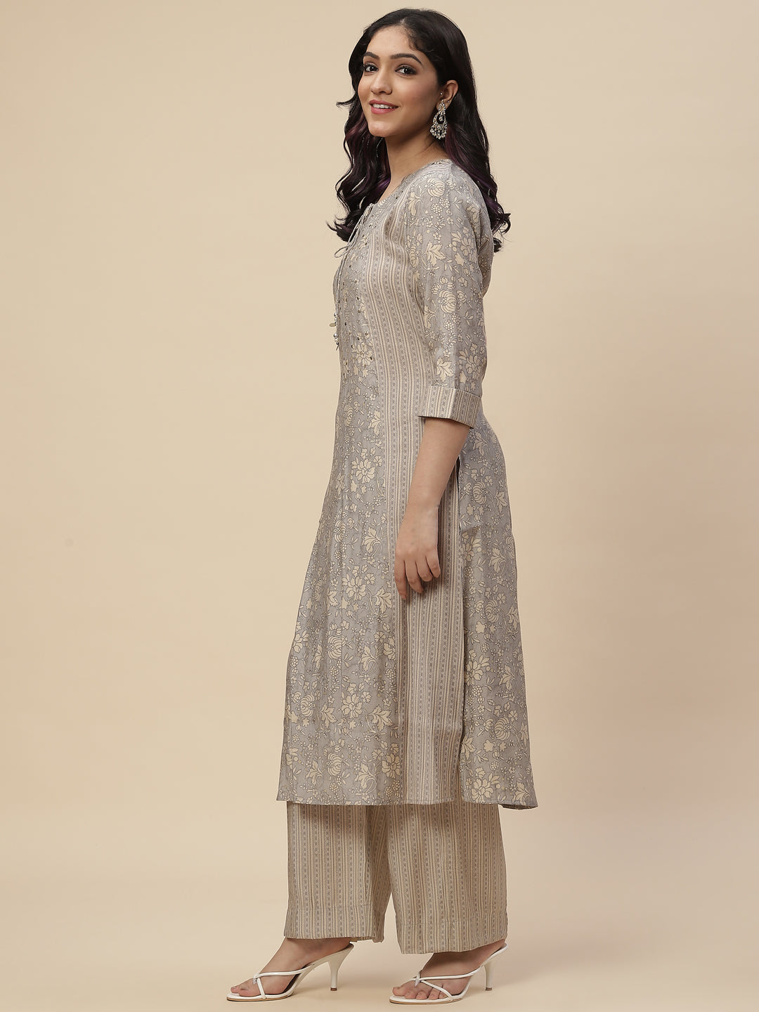 Printed Crepe Kurta With Palazzo