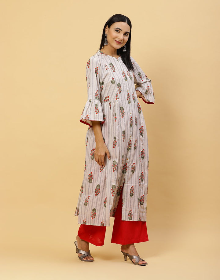 Printed Cotton Anarkali Kurti With Palazzo