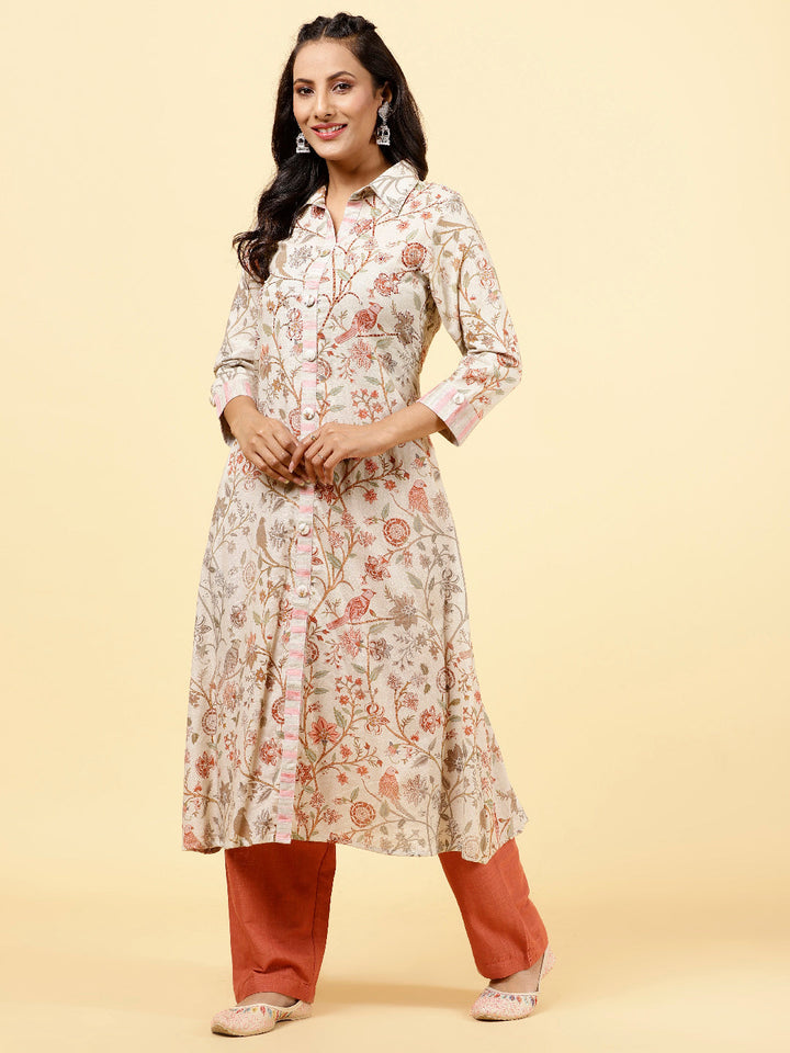Printed Cotton Kurta With Pants