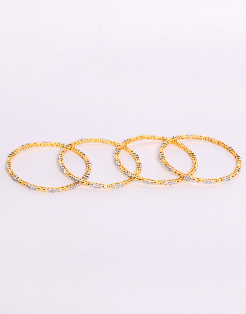 Gold Toned With White Stone Bangle Set