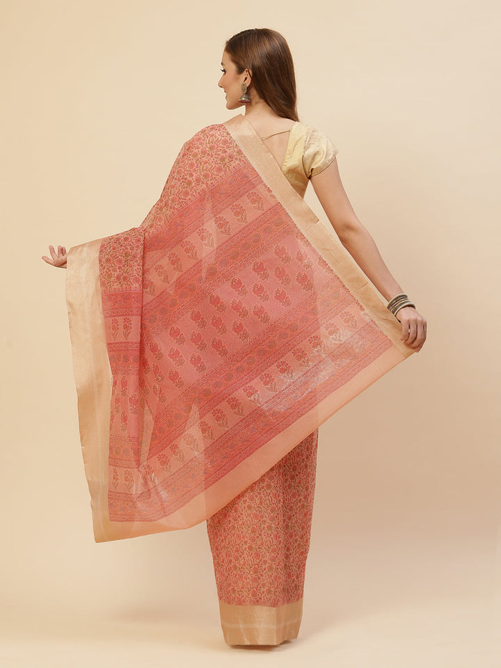 Floral Printed Cotton Saree